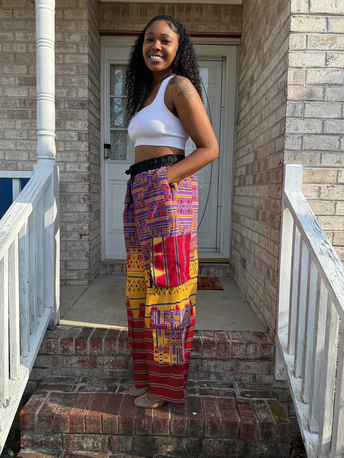African Ankara Wax Prints  Double Pockets Cargo Pants/Bottom