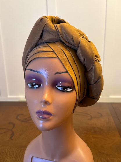 African Double Patterned Afro Abeke Turban/Hat/Cap