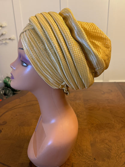 African glittering Step Patterned Turban