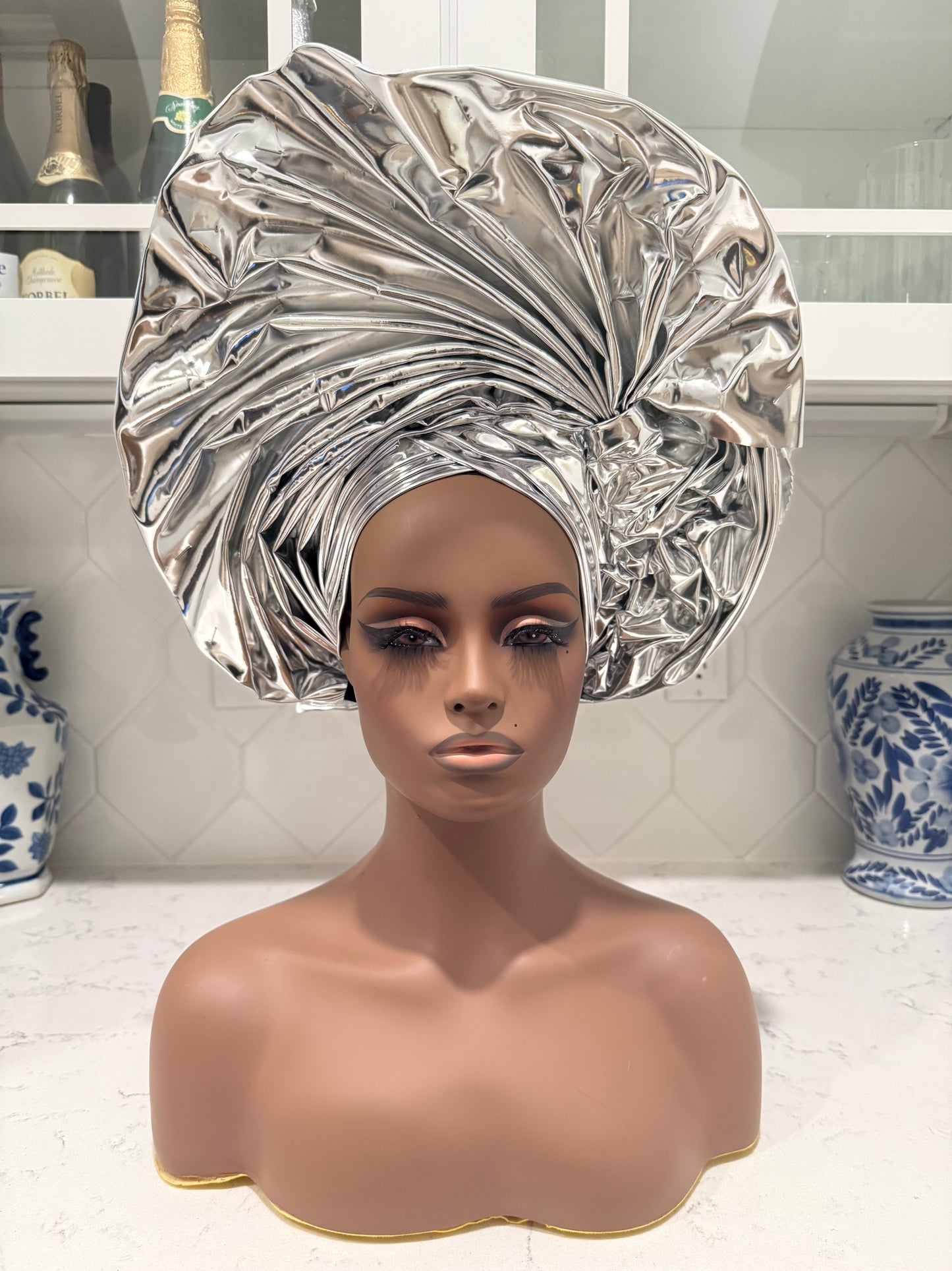 African Unique Liquid Metallic Auto Gele 1p