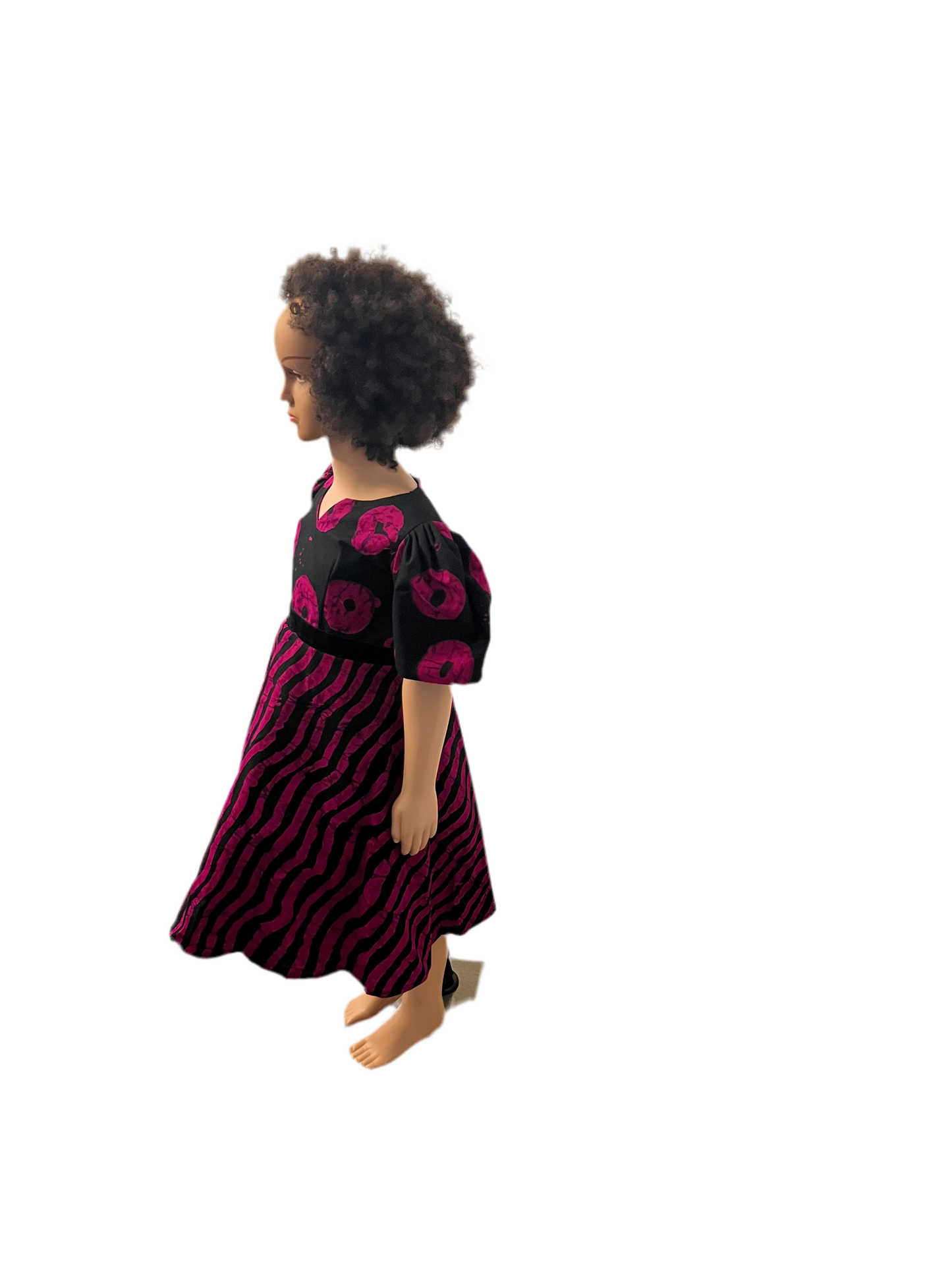 African Wax Ankara Print Afro Sunshine Girls Pink Ball Dress