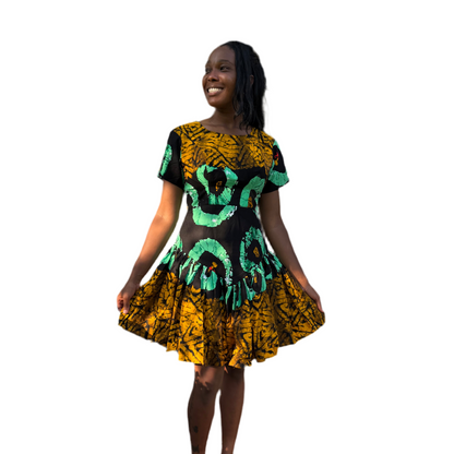 African  Print Ankara Tri Colored  Dress