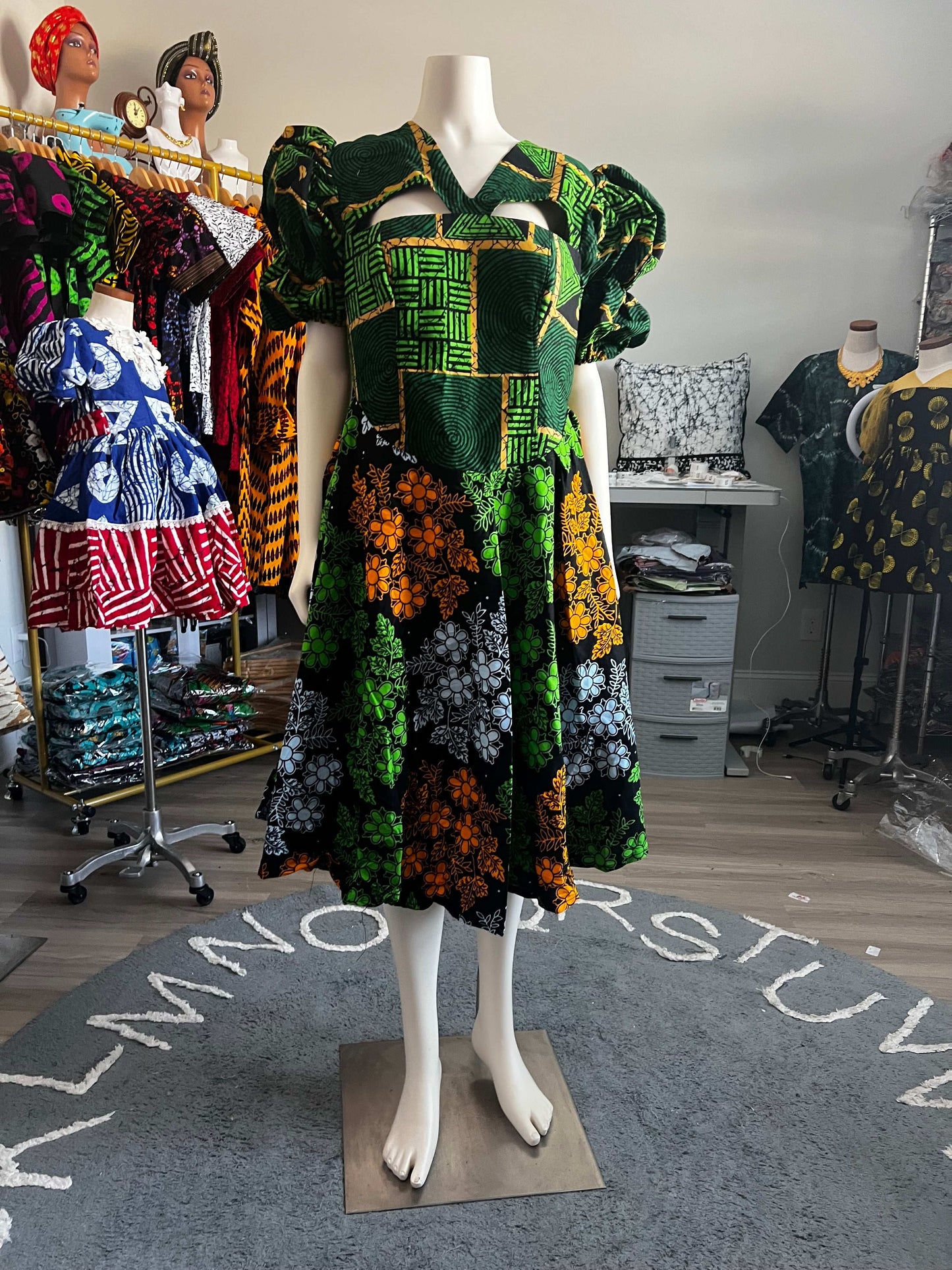 Afro Green Mixed Dress
