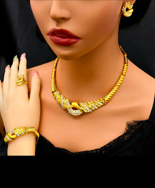 24K Gold Plated Jewelry Set Afro American Outfits
