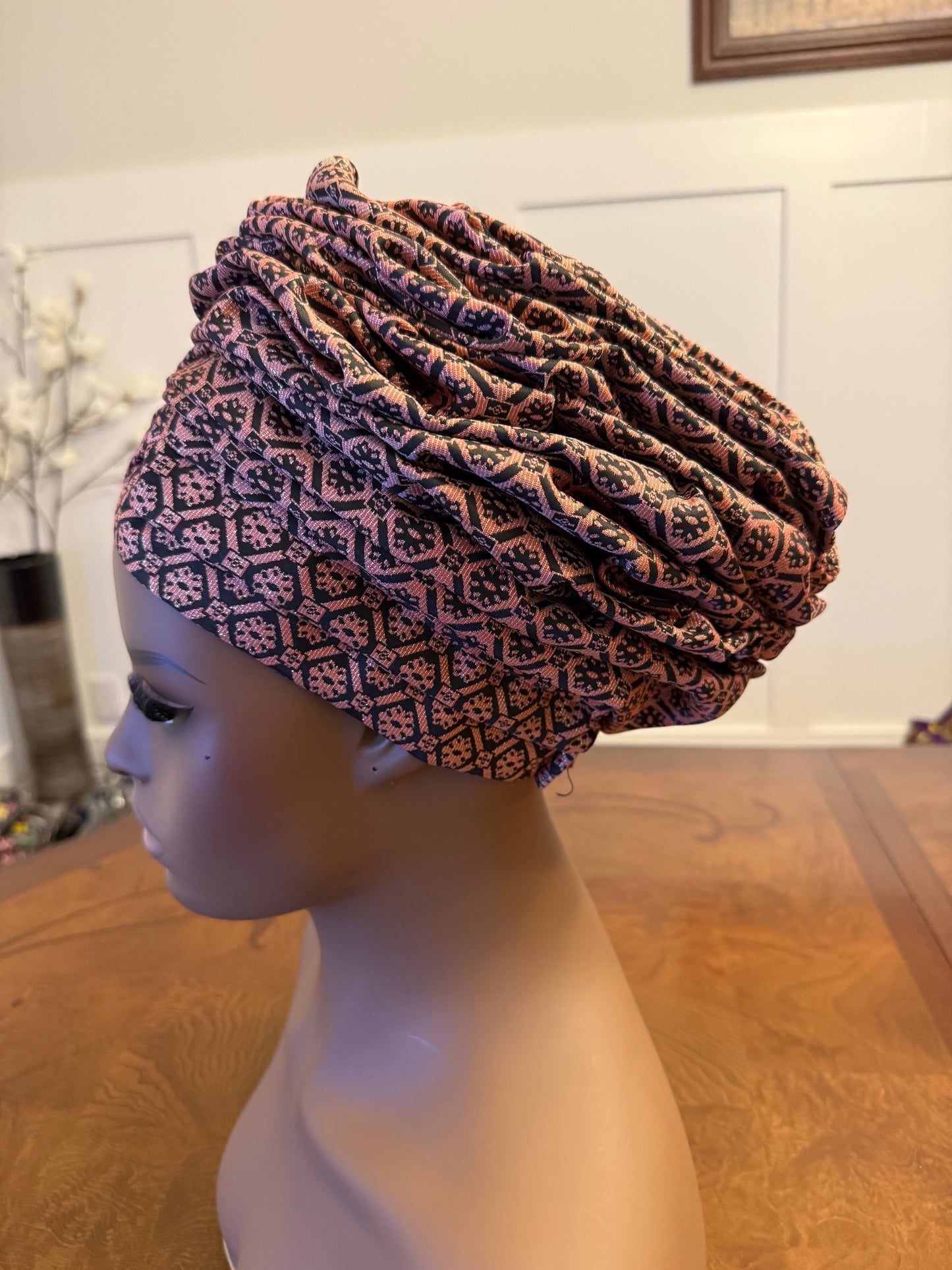 African Damask Flower Shaped Turban /Dastar/Hijab/Chador/Tigno/ headscarf/wrap/Hat
