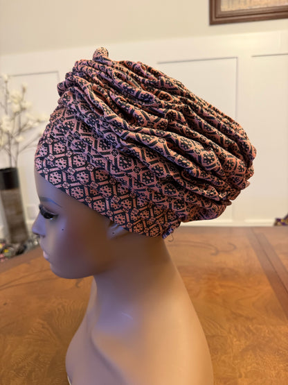 African Damask Flower Shaped Turban /Dastar/Hijab/Chador/Tigno/ headscarf/wrap/Hat