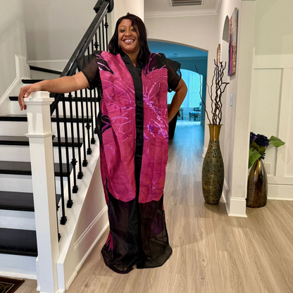 Luxury African Modern European Organza Brocade Bubu/Boubou Maxi Dress with Inner wear