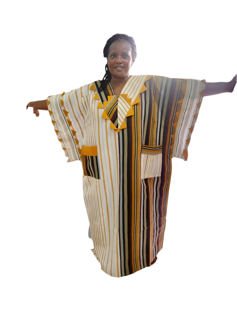 Special African Traditional Woven Aso-Oke/Kente Boubou Maxi Dress