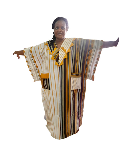 Special African Traditional Woven Aso-Oke/Kente Boubou Maxi Dress