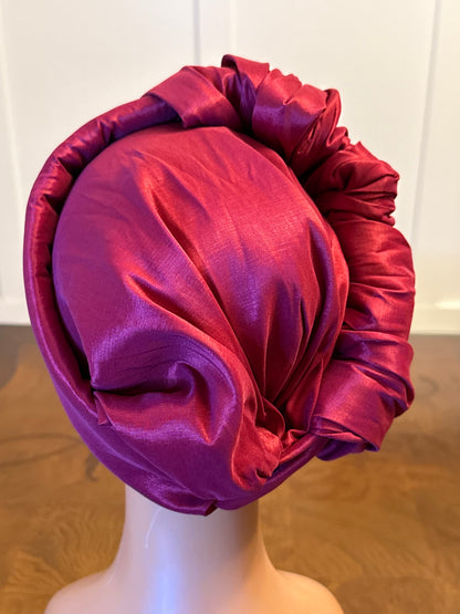 African 2 in 1p Ruffle Turban/Hat/Cap