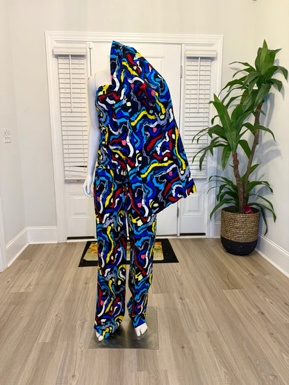 Modern African Ankara Wax Print Afro Evelyn 3p Women Pant Set