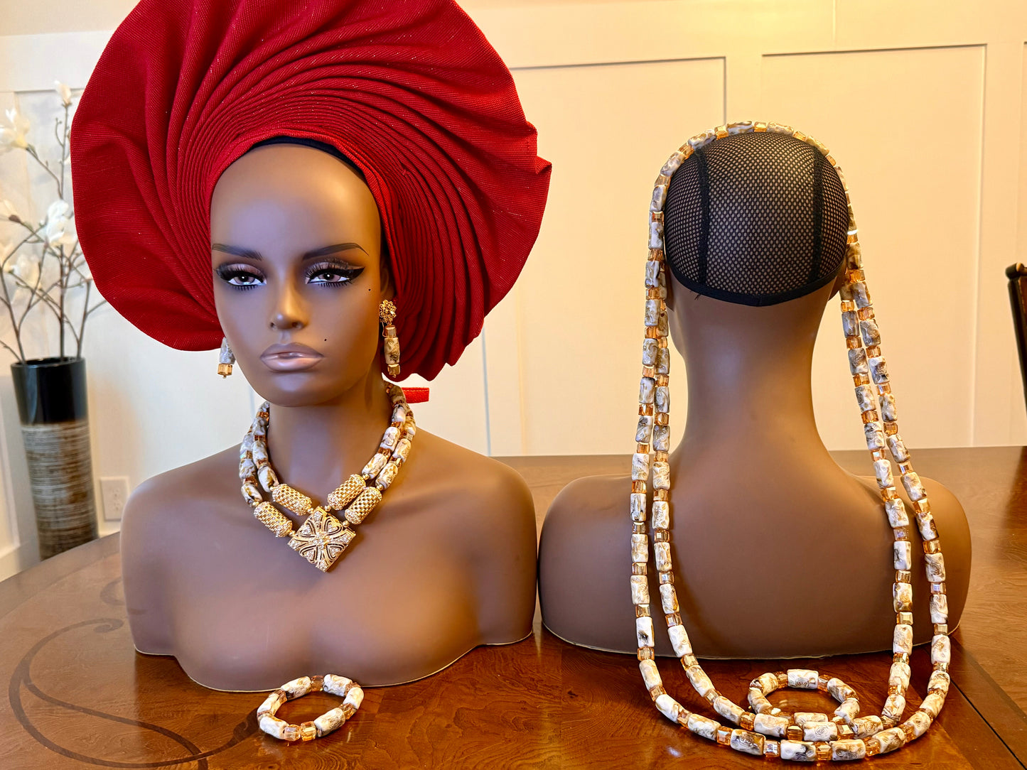 African Traditional Handmade Beads Set for Bride and Groom Afro American Outfits
