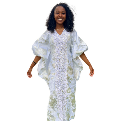 Luxury Afro Talia Damask Brocade Boubou Maxi Dress