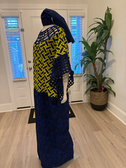 African Ankara Wax Print Basket Sleeve Dress