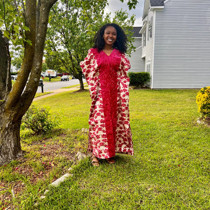 African Unique Damask Brocade with Sequins Boubou/Maxi Dress