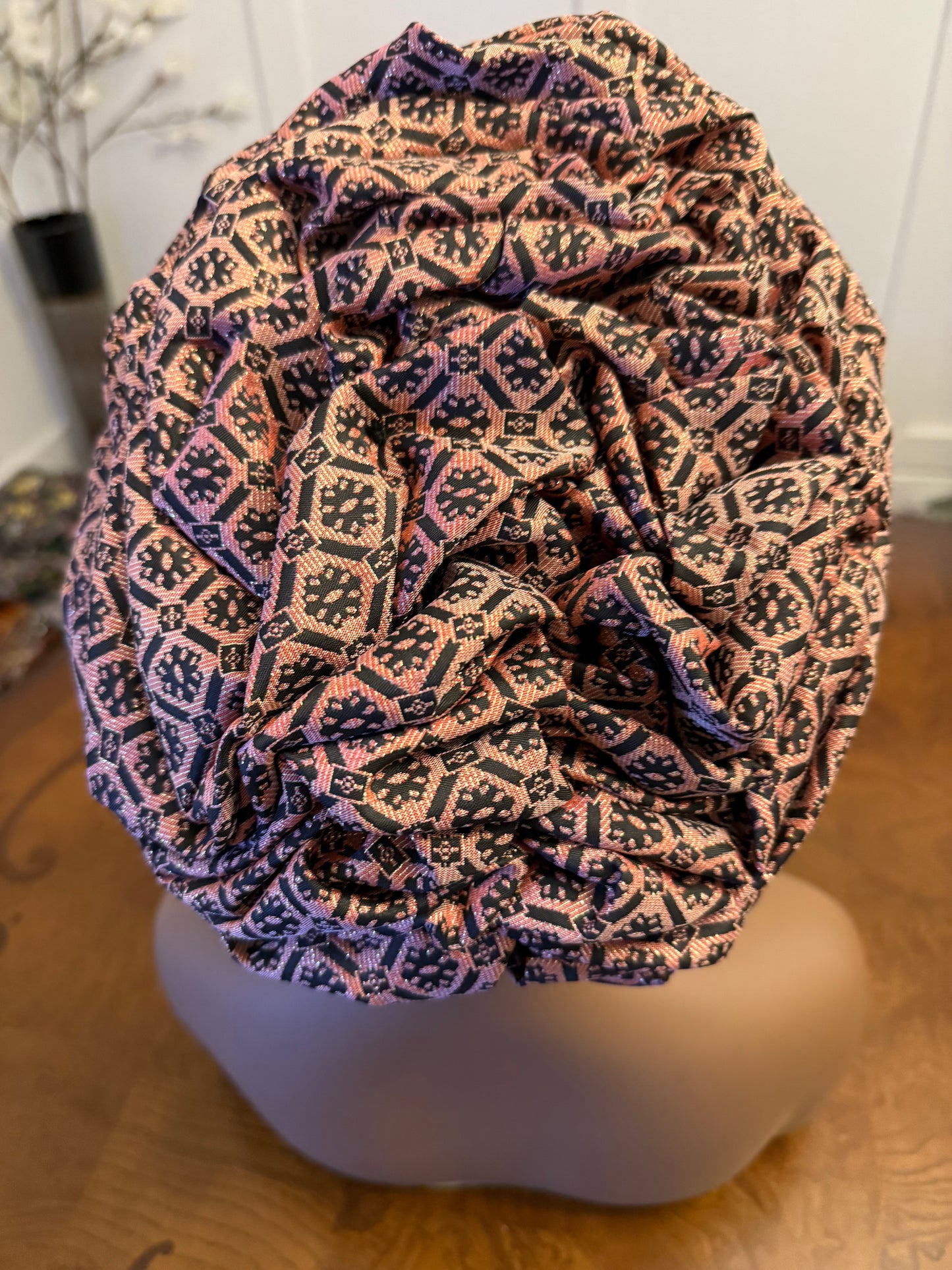 African Damask Flower Shaped Turban /Dastar/Hijab/Chador/Tigno/ headscarf/wrap/Hat