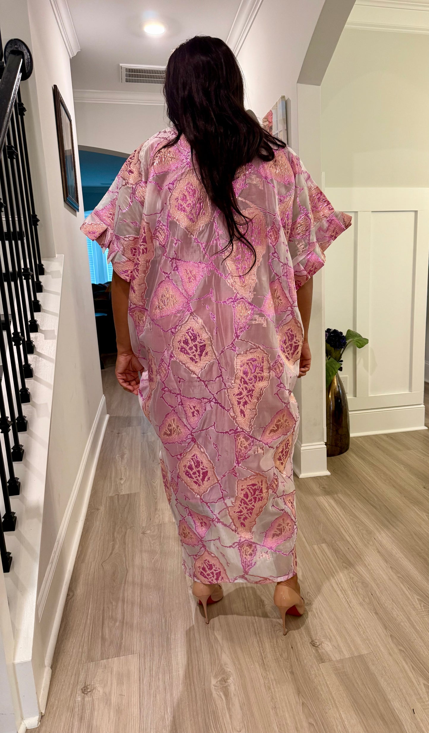 Afro Jaquard Tulle Kaftan Dress