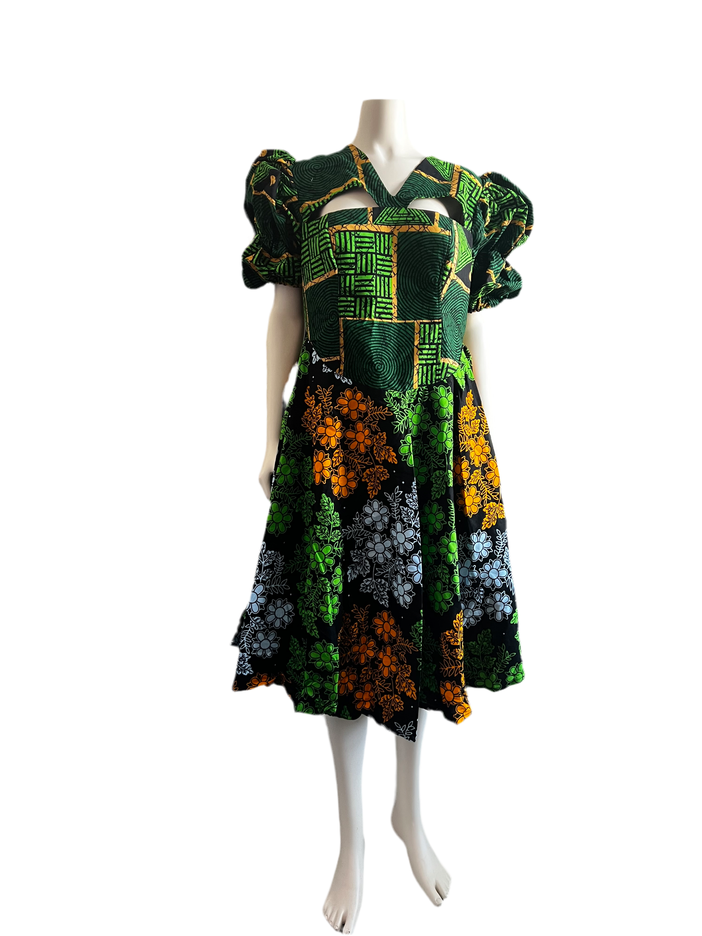 Afro Green Mixed Dress