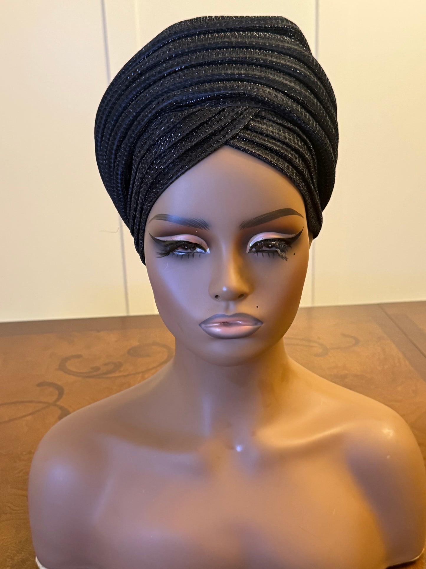 African glittering Step Patterned Turban