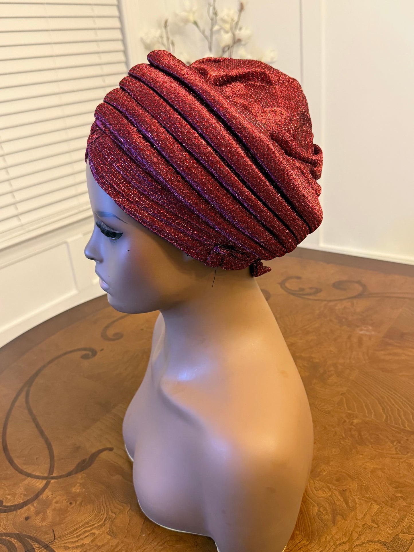 African glittering Step Patterned Turban