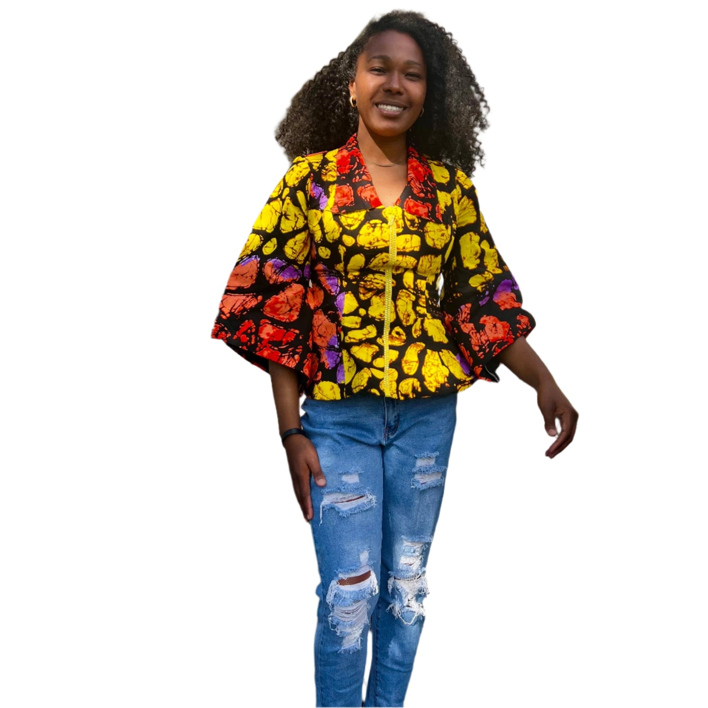 African Prints Ankara Fitted Tops/Blouse Afro American Outfits