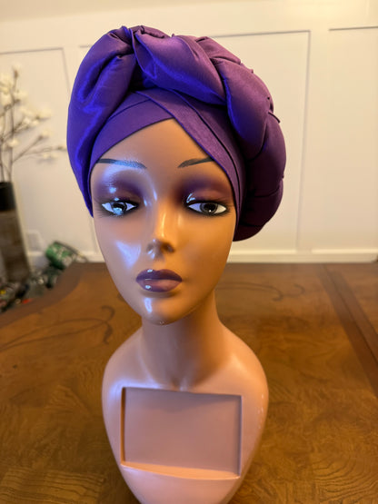 African Double Patterned Afro Abeke Turban/Hat/Cap