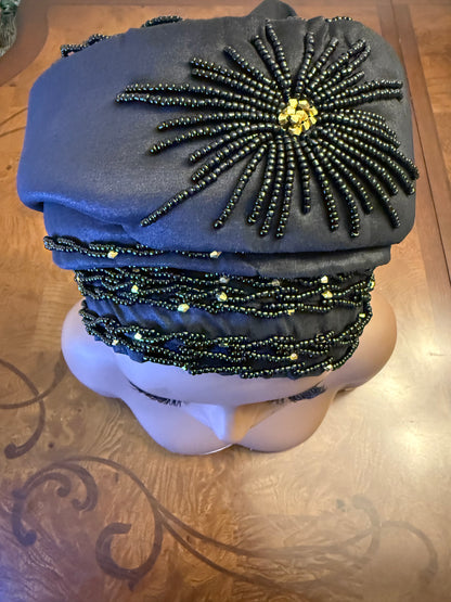 African 2/3 in 1p Hand Beaded luxury Turban