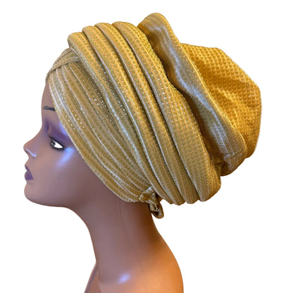 African glittering Step Patterned Turban
