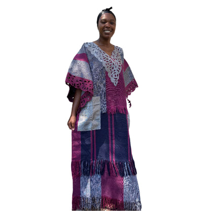 Special African Traditional Woven Aso-Oke/Kente Bubu Maxi Dress