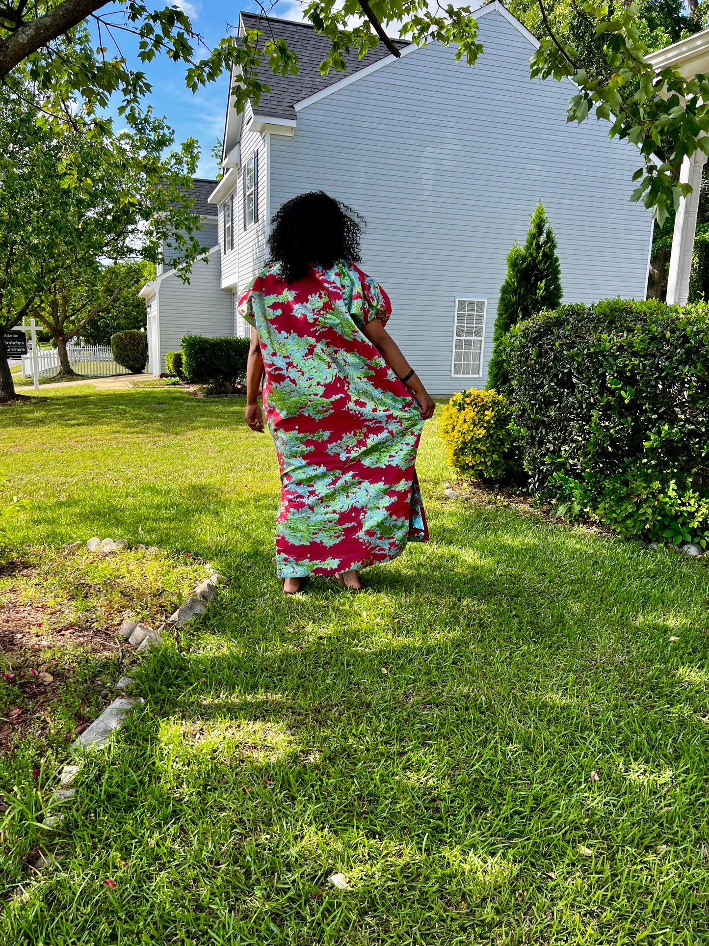 African Luxury Damask Brocade Abstract Pattern Bubu Maxi Dress