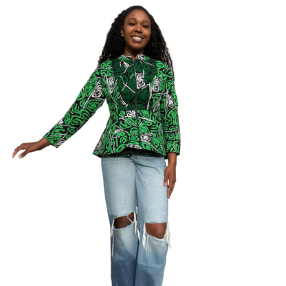 African Ankara Wax Print Long Sleeve Peplum Tops/Blouse