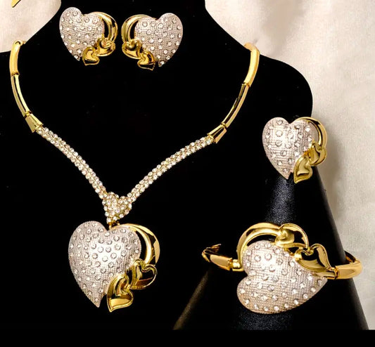 Love Heart Pendant Necklace Set Afro American Outfits