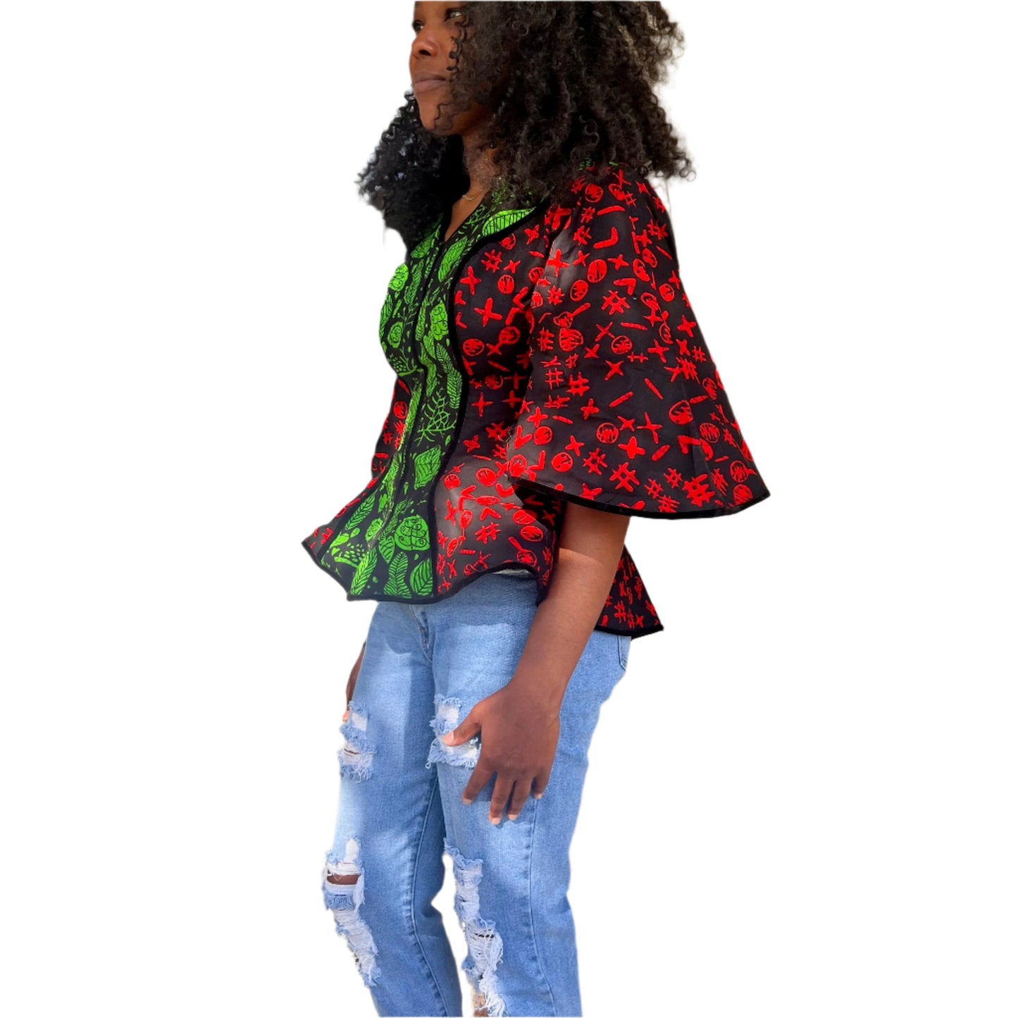 African Prints Ankara Fitted Tops/Blouse Afro American Outfits