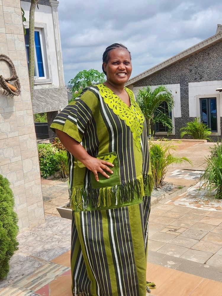 Special Green African Traditional Woven Aso-Oke/Kente Dress