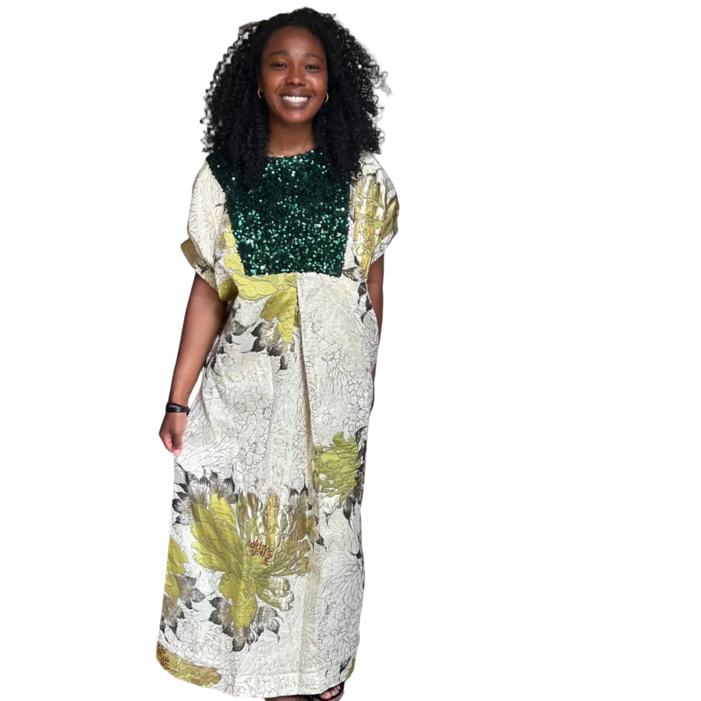 African Unique Damask Brocade with Sequins Boubou/Maxi Dress