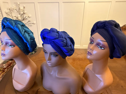 African Double Patterned Afro Abeke Turban/Hat/Cap