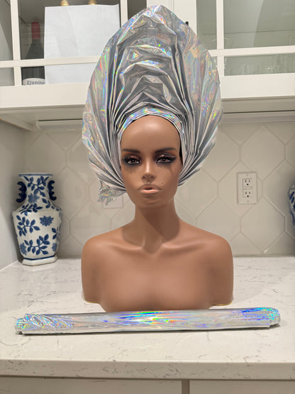 African Unique Liquid Metallic Auto Gele 2p Set