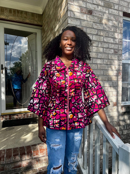 African Prints Ankara Fitted Tops/Blouse Afro American Outfits