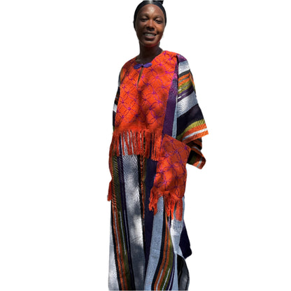 Special African Traditional Woven Aso-Oke/Kente Bubu Maxi Dress