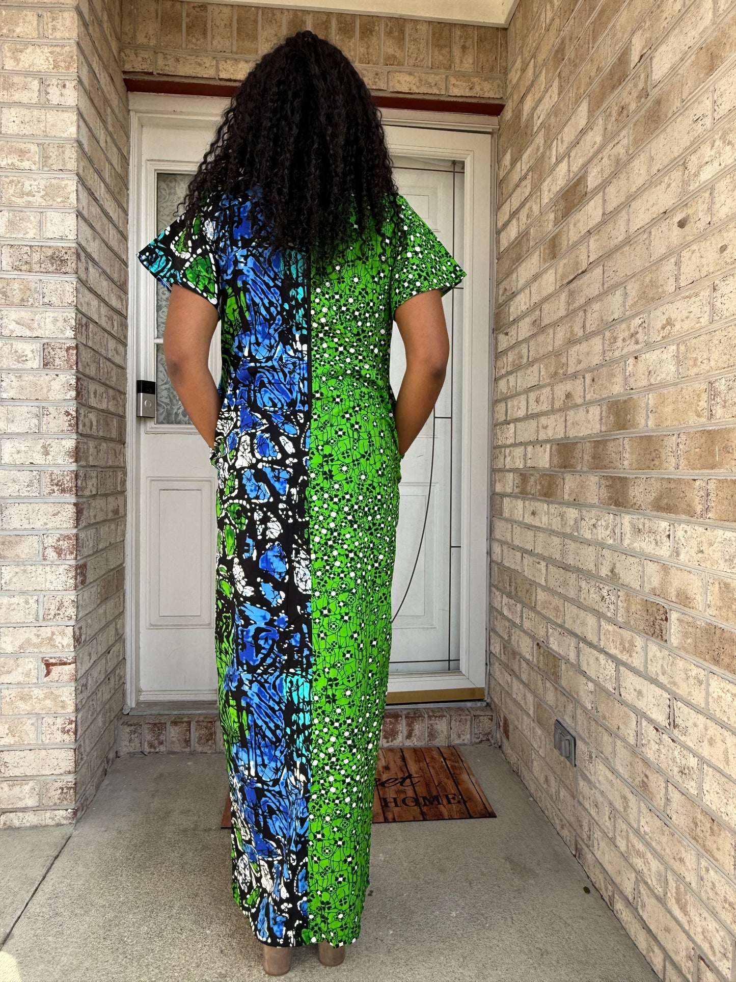 African Ankara Wax Print Double Pattern A Line Dress