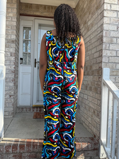 African Ankara Wax Print Afro Zina Jumpsuit Afro American Outfits