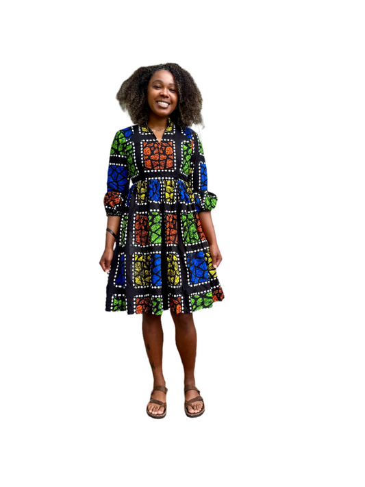 African Print Ankara Afro Tiara Dress Multicolored Dress