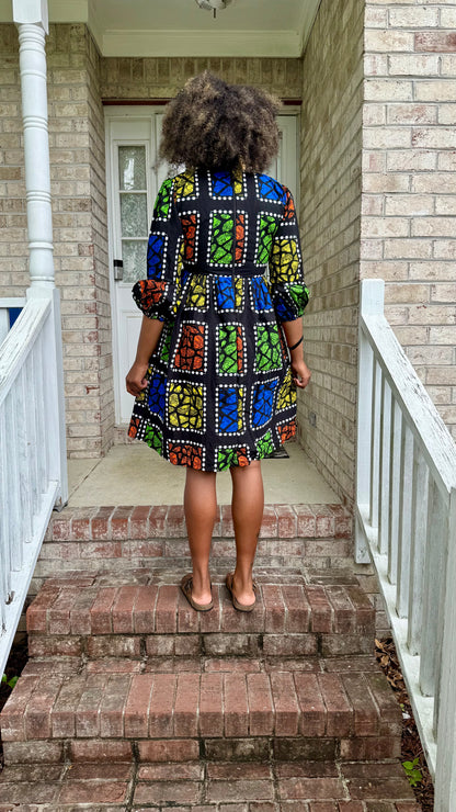 African Print Ankara Afro Tiara Dress Multicolored Dress