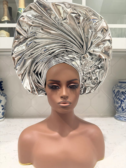 African Unique Liquid Metallic Auto Gele 1p
