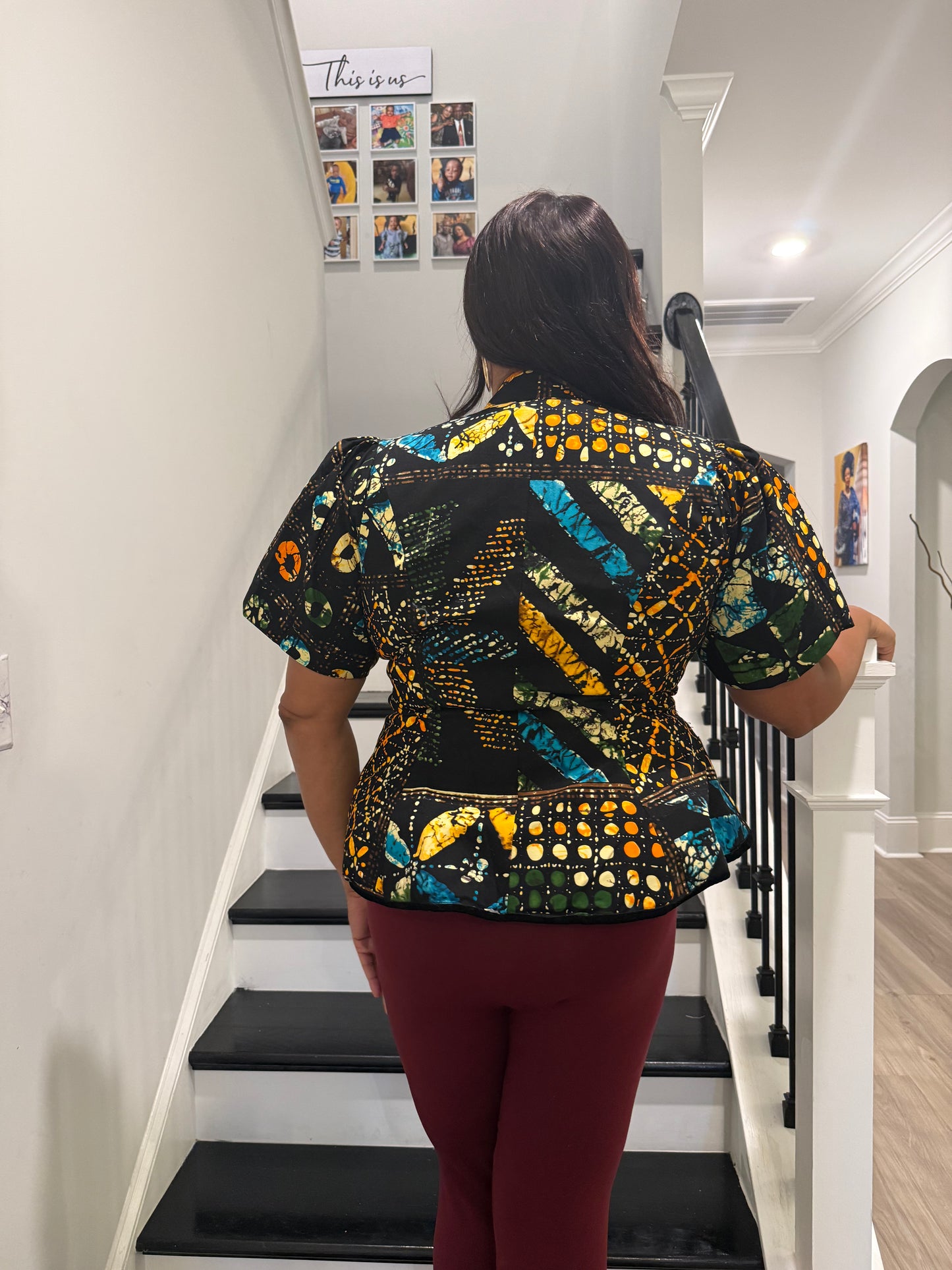 Uniquely Designed African Prints Ankara Stonned with Trimmings Afro Lesedi Fitted Tops/Blouse
