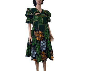 African Print Ankara Formal Mixed Dress Afro American Outfits
