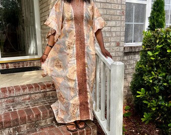 Unique African Jacquard Brocade  Beaded Afro Phoebe Kaftan/Bubu Dress with Inner Wear