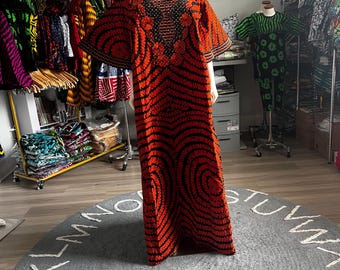 African Print Ankara Unique Embroidered Kaftan Dress