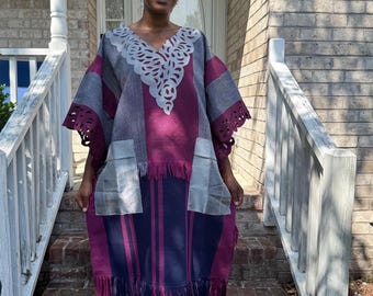 Unique African Traditional Woven  Aso-Oke/Kente  Bubu Maxi Dress