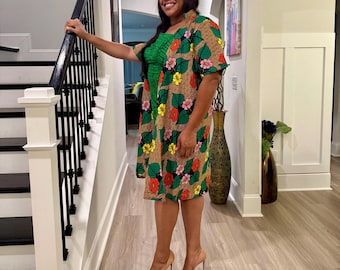 African Print Ankara  2p Afro Bithiah Jacket Dress  Set